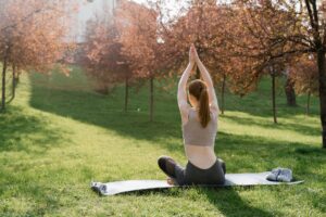 Person doing a home fitness workout outdoors without equipment